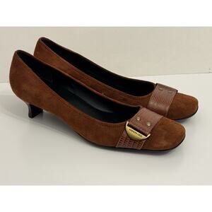 Kenneth Cole Brown Suede Leather Kitten Heels Women's 8.5 "Work It Out" Vintage